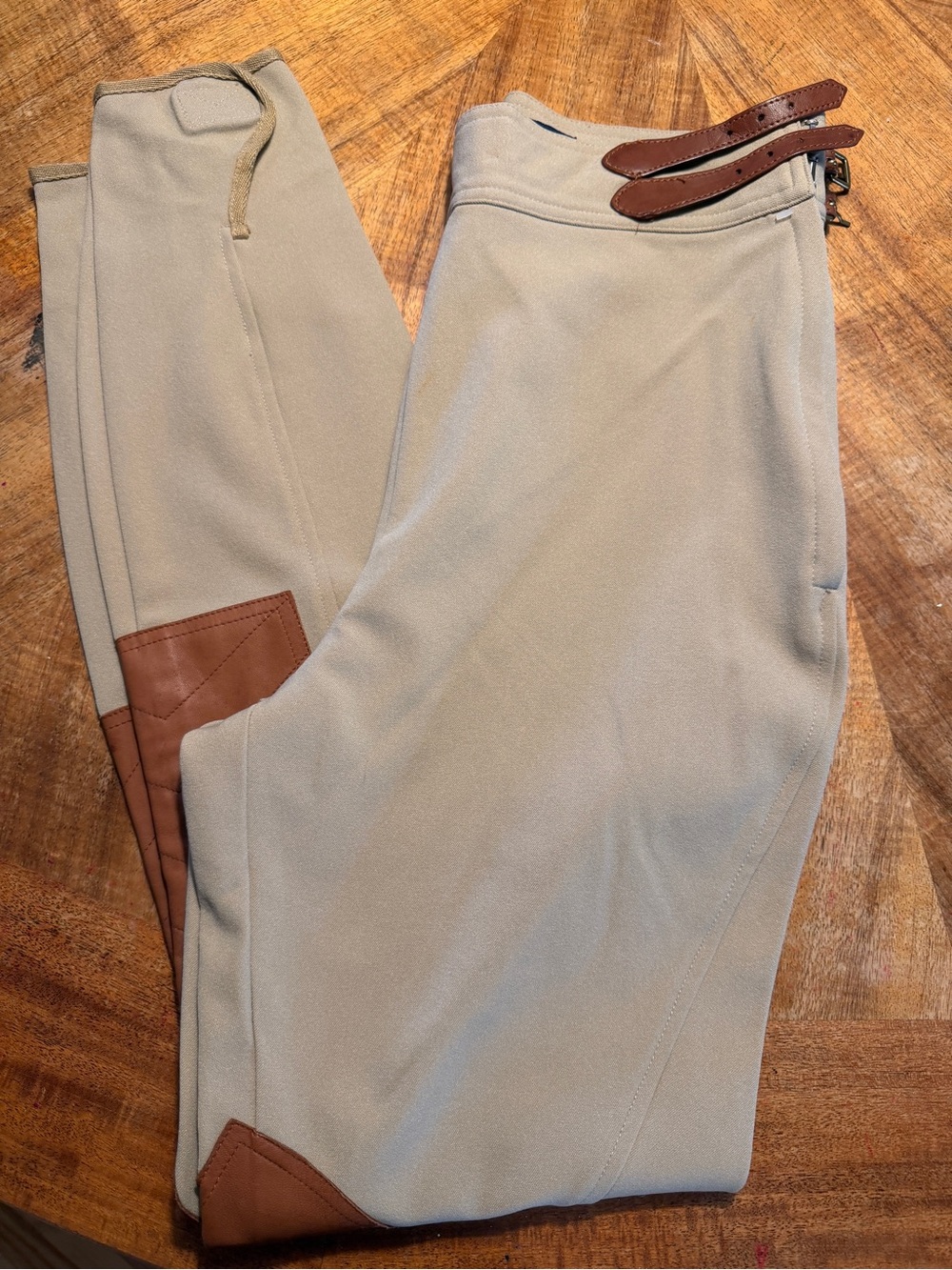 Ralph Lauren women’s Beige/Tan Riding Chinos with Brown Leather Accents